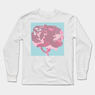 Pink leaves fiber art in shades of pink mauve raspberry aqua white Long Sleeve T-Shirt